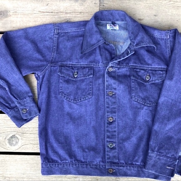 VINTAGE Levi’s Type Jacket Trucker Blue Purple Denim Cotton Silver Size XL - Picture 3 of 10